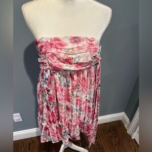 Lulus Floral Strapless Dress Size Medium